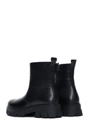 Women's Black Zippered Thick-Sole Leather Boots | Derimod