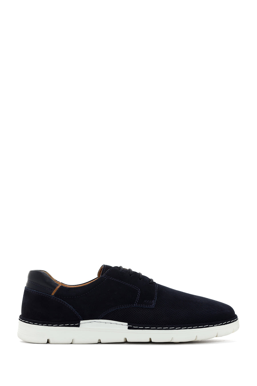 Men's Navy Blue Lace-up Leather Casual Shoes 24SFD676626 | Derimod