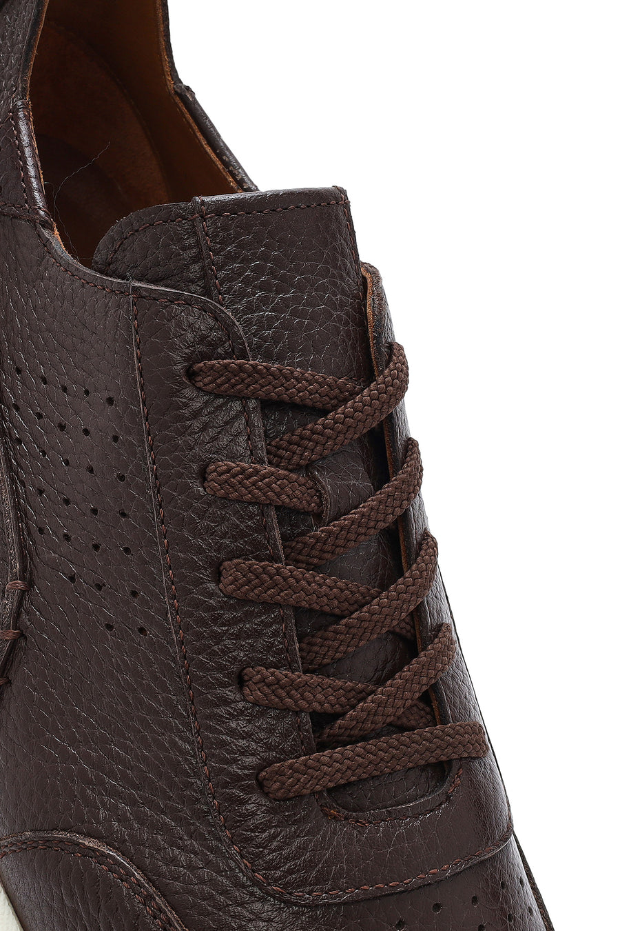 Men's Brown Lace-Up Thick-Soled Leather Casual Sneaker