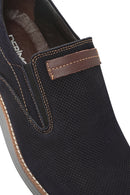 Men's Navy Blue Nubuck Leather Casual Loafer | Derimod