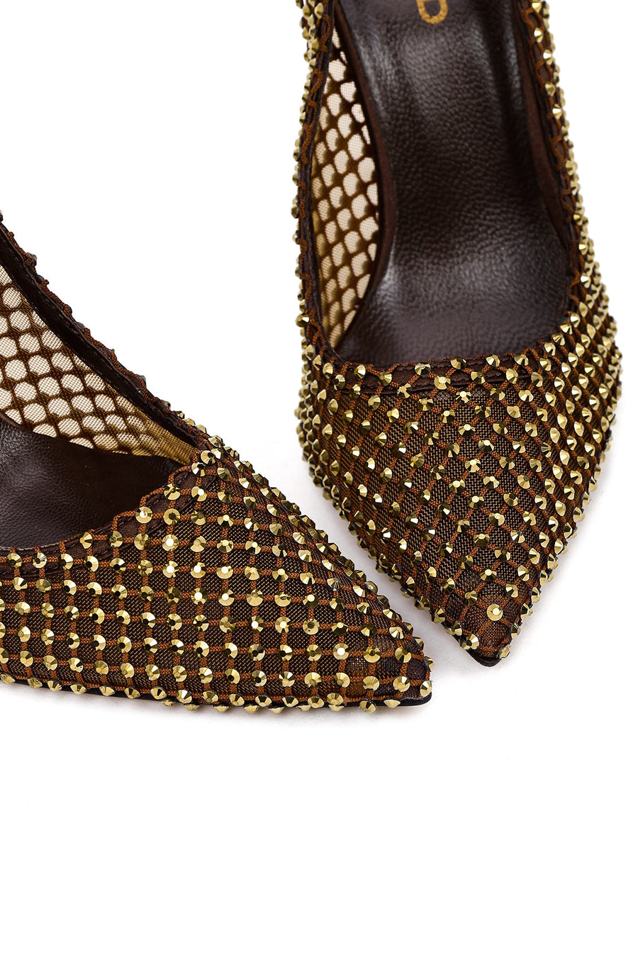 Women's Bronze Stone High Thin Heel Leather Stiletto