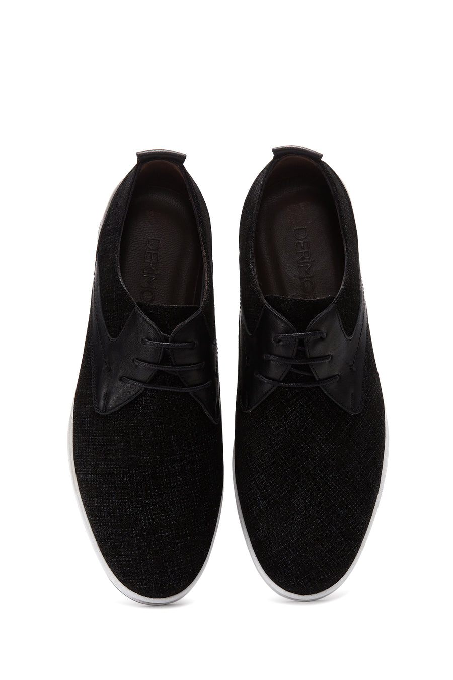 Men's Black Leather Patterned Casual Shoes