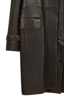 Belinda Woman Black Vintage Leather Trench Coat | Derimod