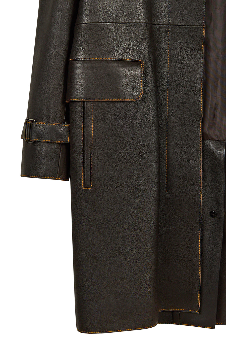 Belinda Woman Black Vintage Leather Trench Coat