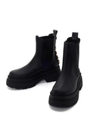 Women's Black Thick Soled Chelsea Leather Boots | Derimod