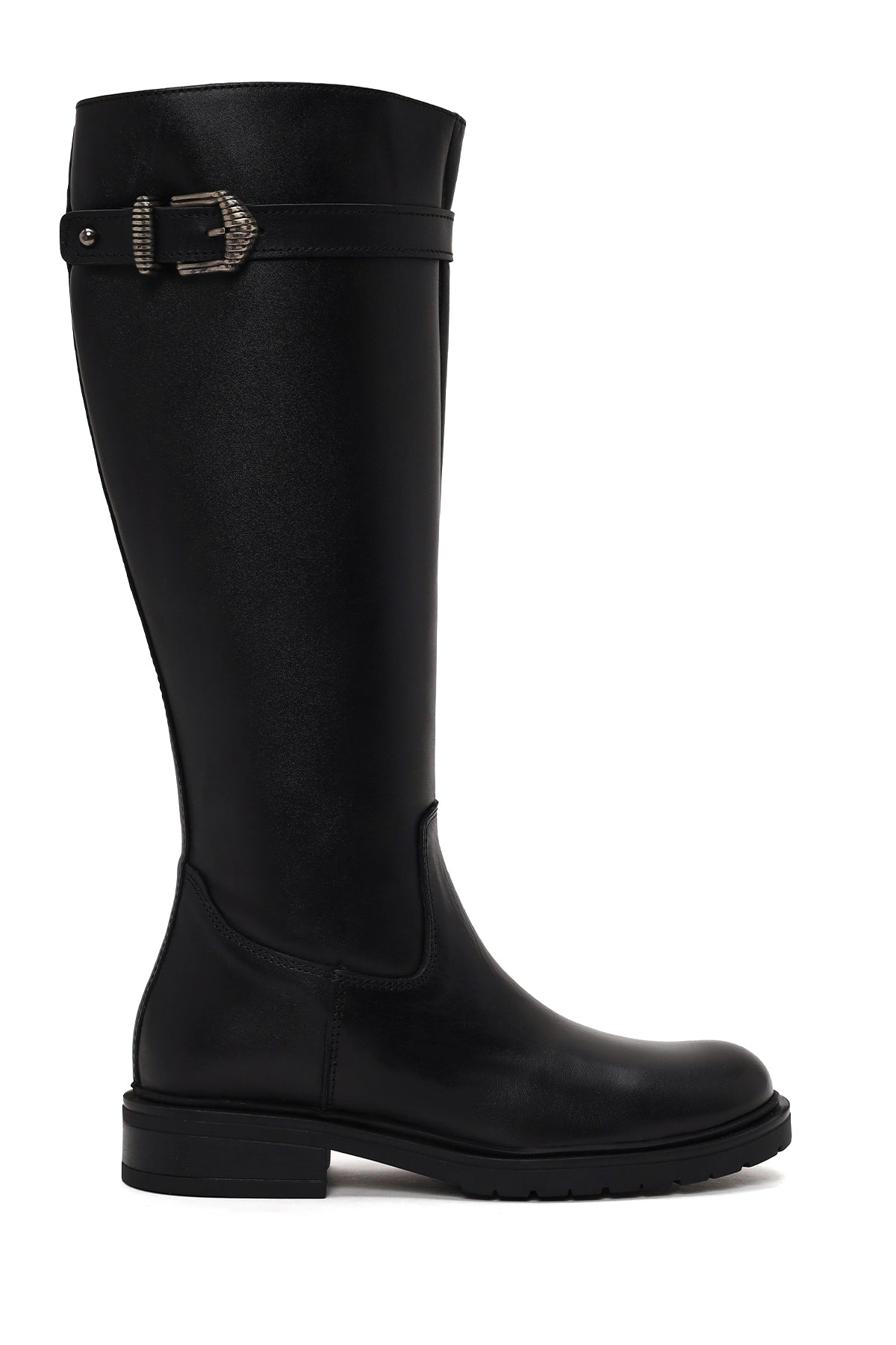 Woman Black Zip Closure Thick-Soled Leather Boot WF190049DV | Derimod