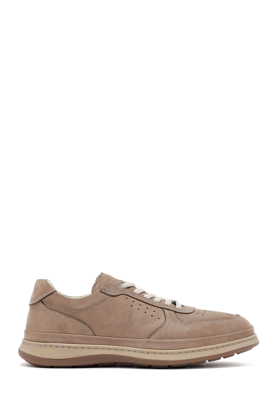Erkek Vizon Bağcıklı Nubuk Deri Sneaker 25SFD6761V3 | Derimod