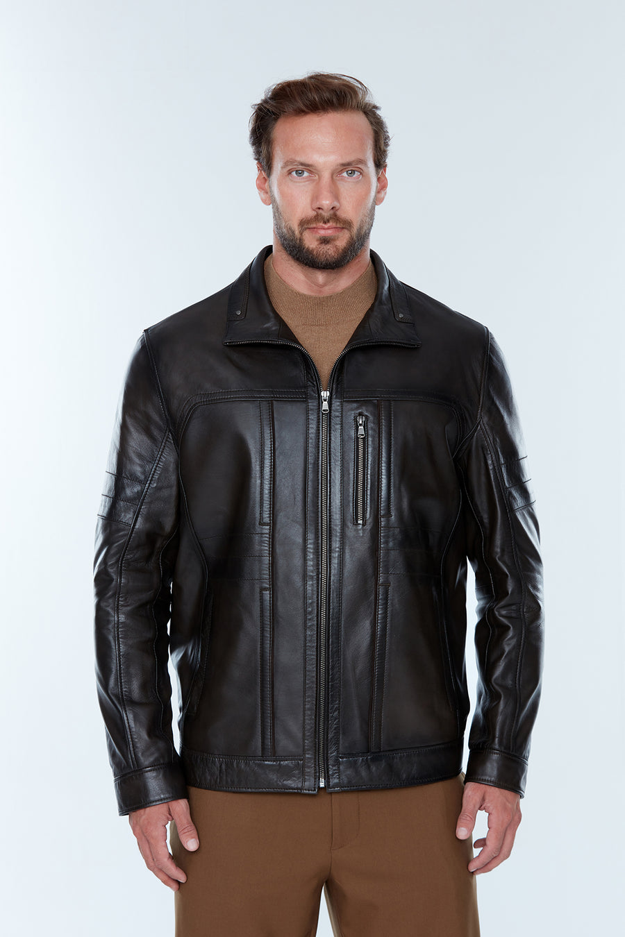 Bruno (Plus) Men's Black Leather Coat