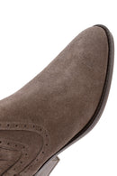 Woman Mink Suede Leather Cowboy Boots | Derimod