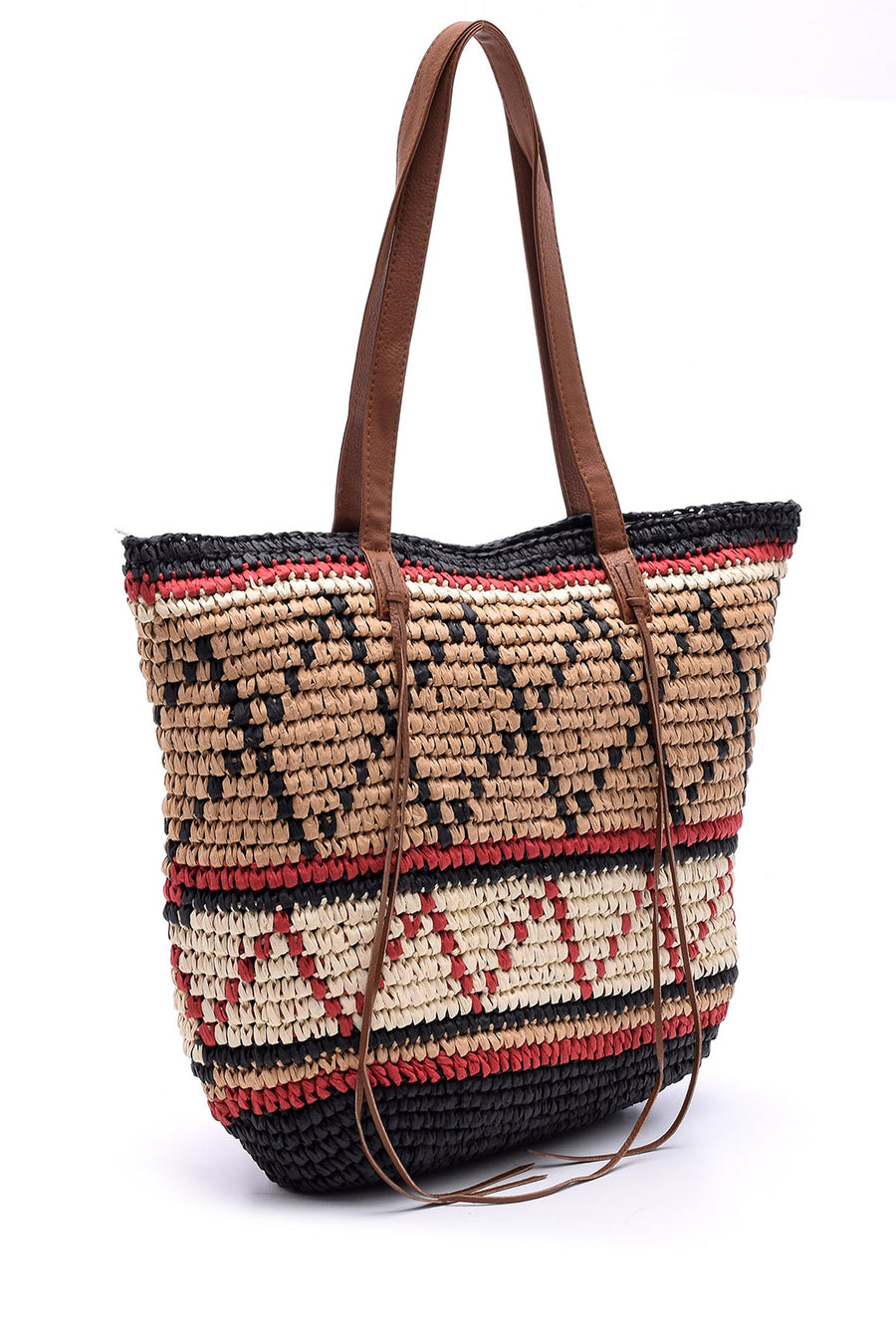 Women's Patterned Straw Bag