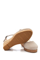 Women's Gray Suede Leather Wedge Heel Espadrille | Derimod
