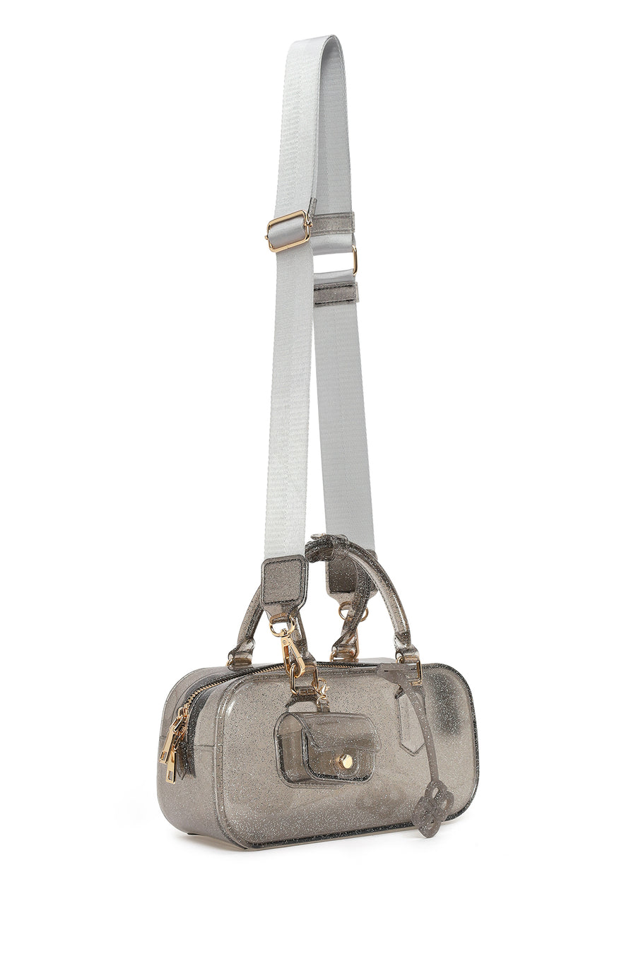Woman Black Long-Strap Jelly Transparent Shoulder Bag