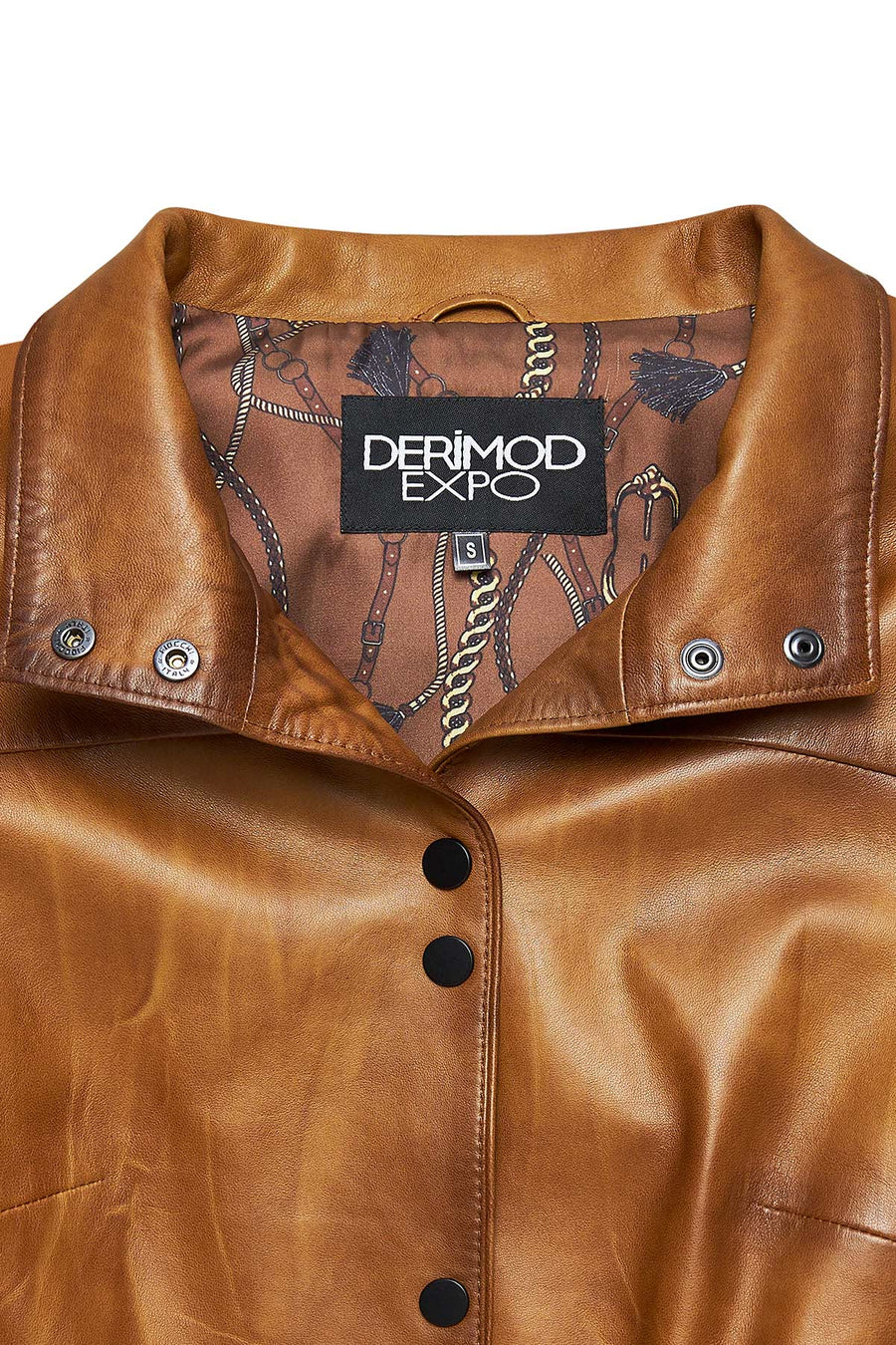 Lopez Women's Brown Mandarin Collar Leather Jacket