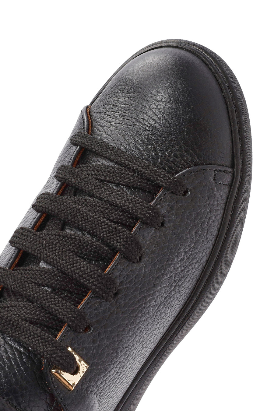Kadın Siyah Bağcıklı Deri Sneaker