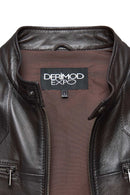 Lucas Men's Brown Mandarin Collar Leather Jacket | Derimod