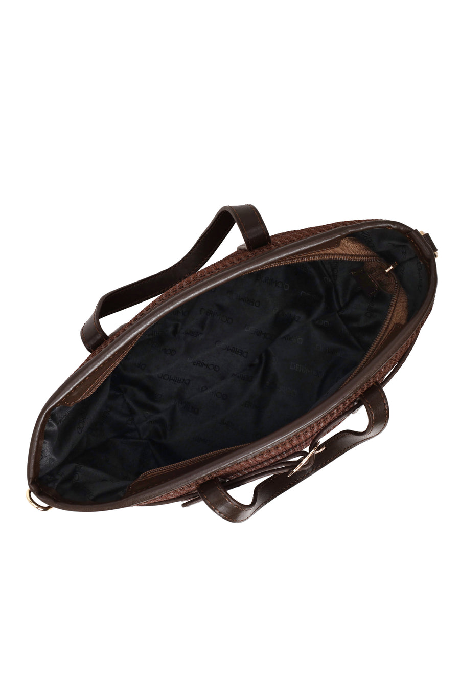 Woman Brown Mini Straw Shoulder Bag with Long Strap