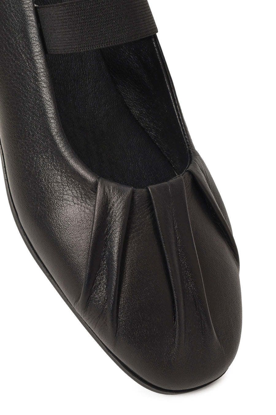 Women's Black Banded Leather Ballerinas