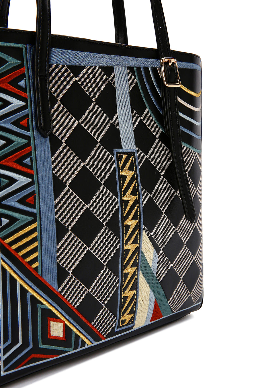 Women's Black Patterned Long Strap Shoulder Bag