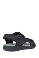 Geox Men's Black Spherica Ec5 Ankle Strap Suede Leather Sandals | Derimod