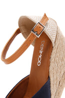 Women's Navy Blue Ankle Strap Wedge Heeled Espadrille | Derimod