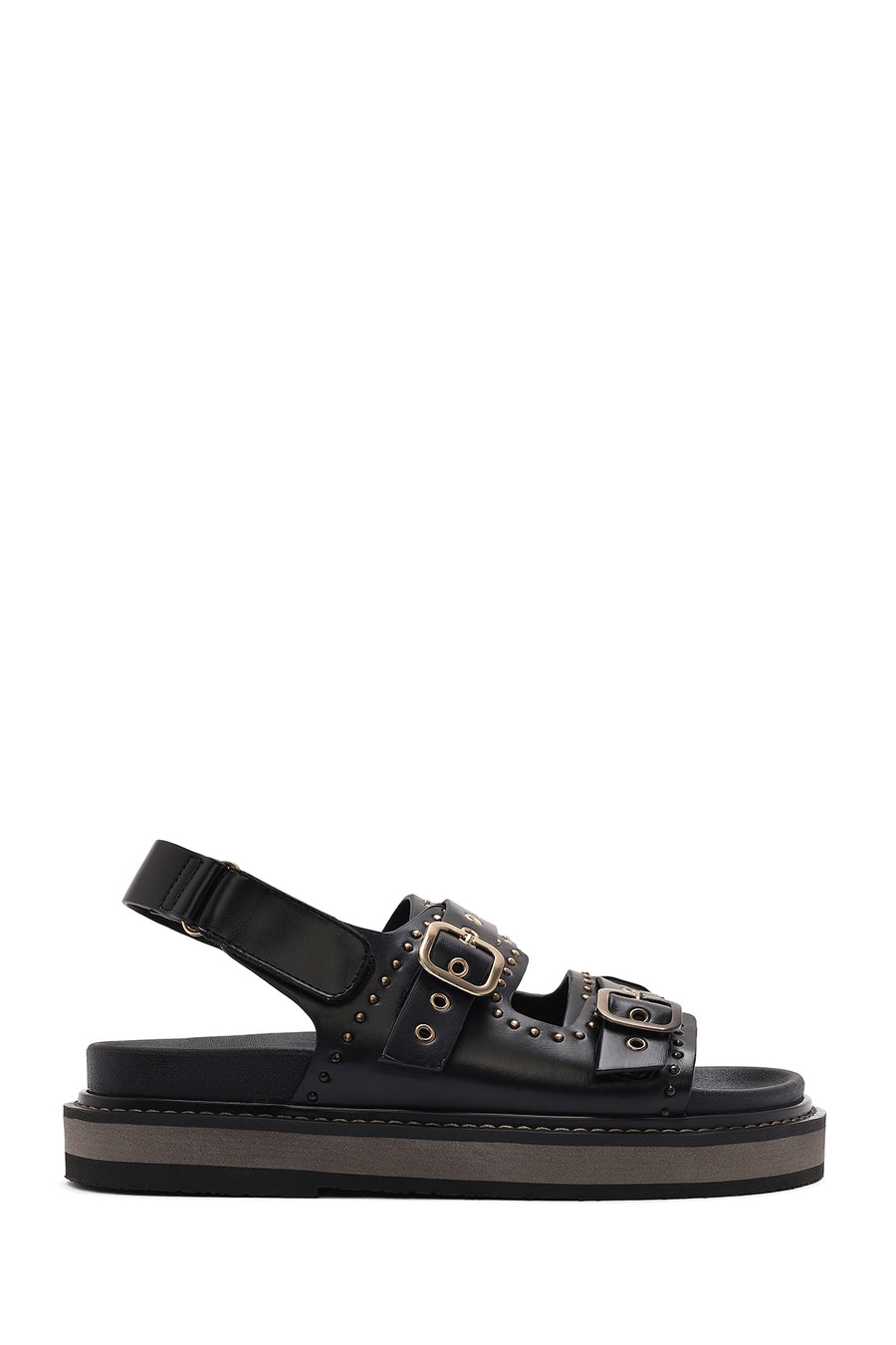 Women's Black Buckled Thick Soled Sandals 25SFE400718 | Derimod