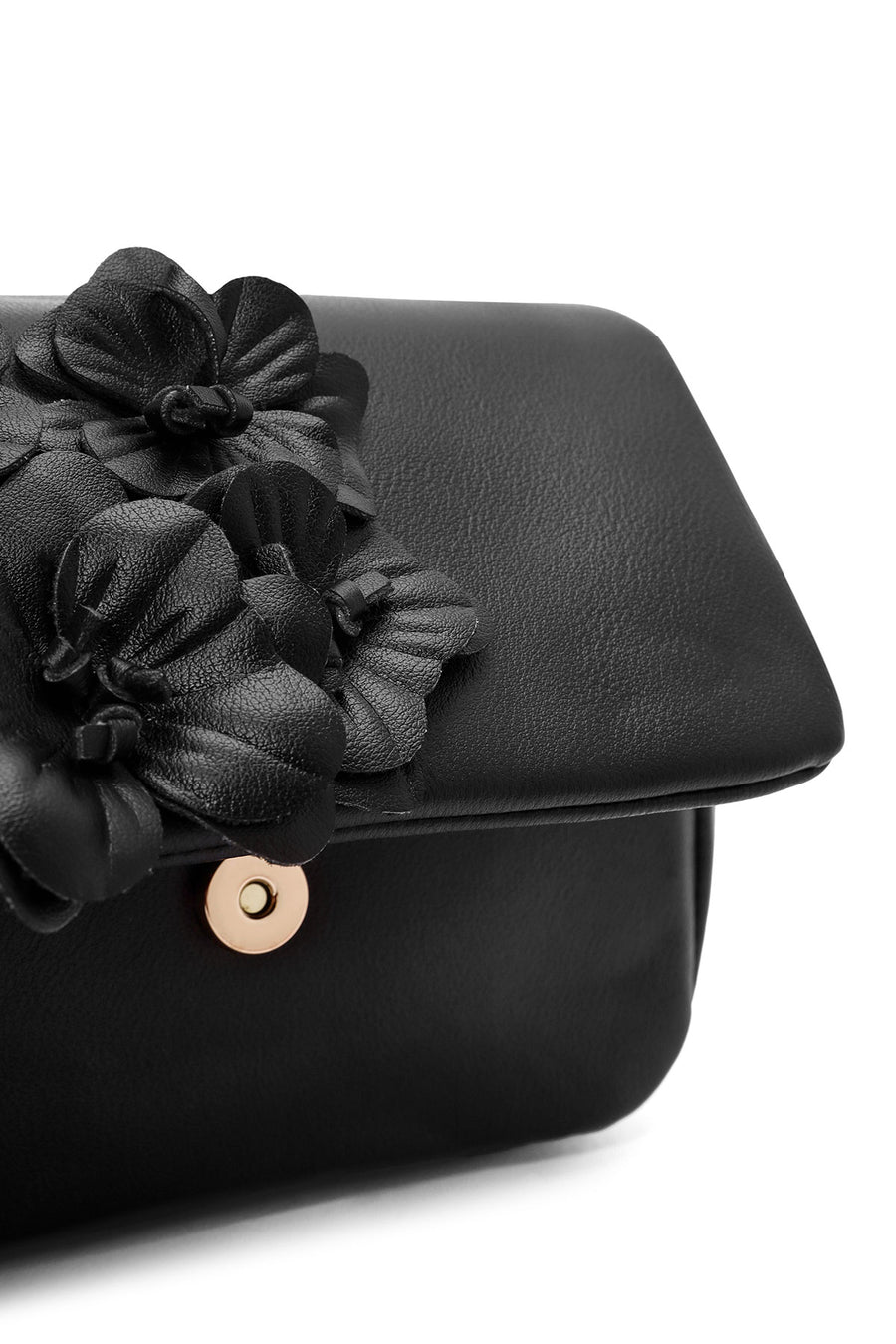 Women's Black Chain Strap Floral Detailed Mini Shoulder Bag