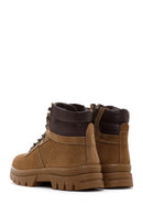 Men's Tan Nubuck Leather Zippered Boots | Derimod