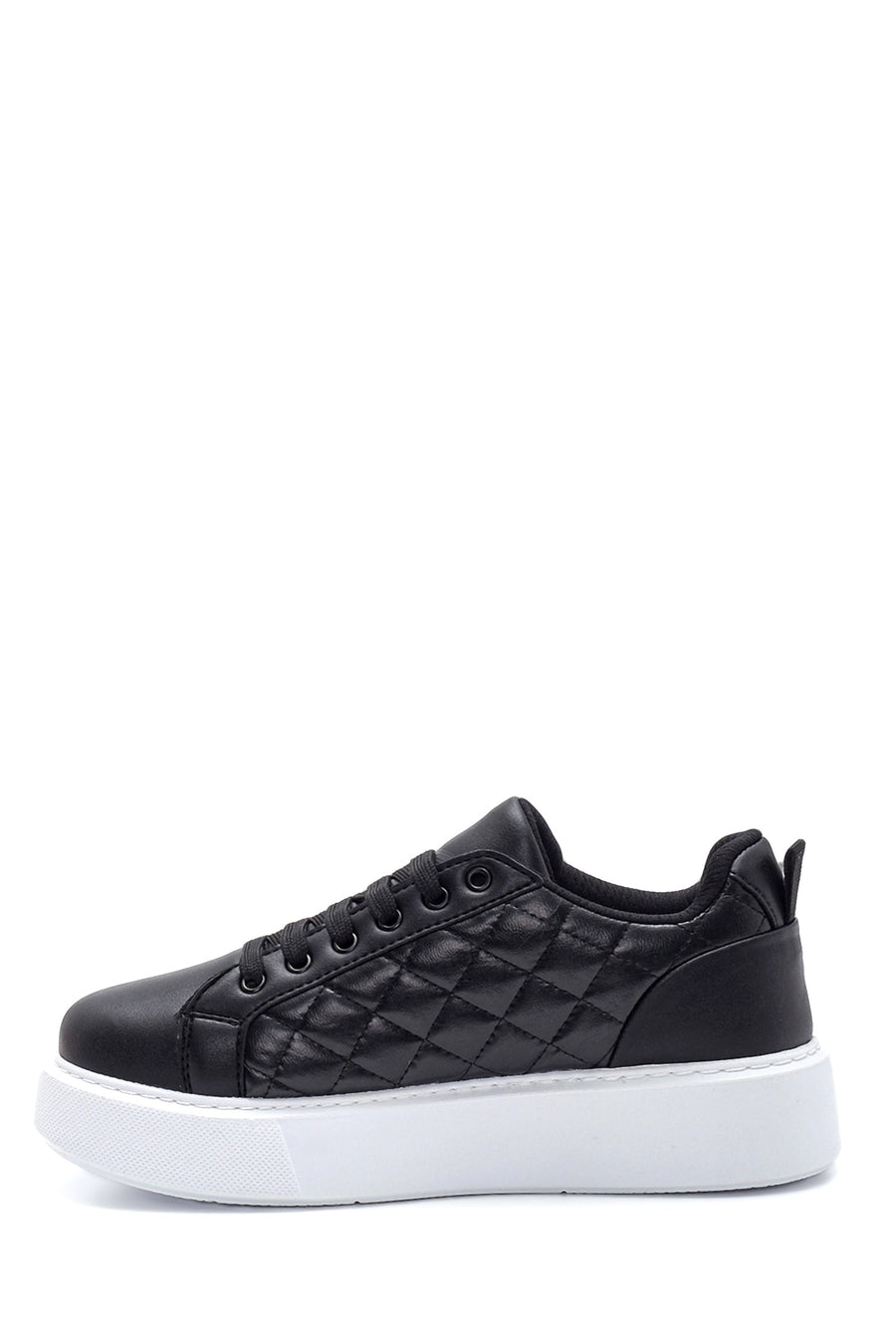 Women's Black Quilted Thick Sole Quilted Sneaker