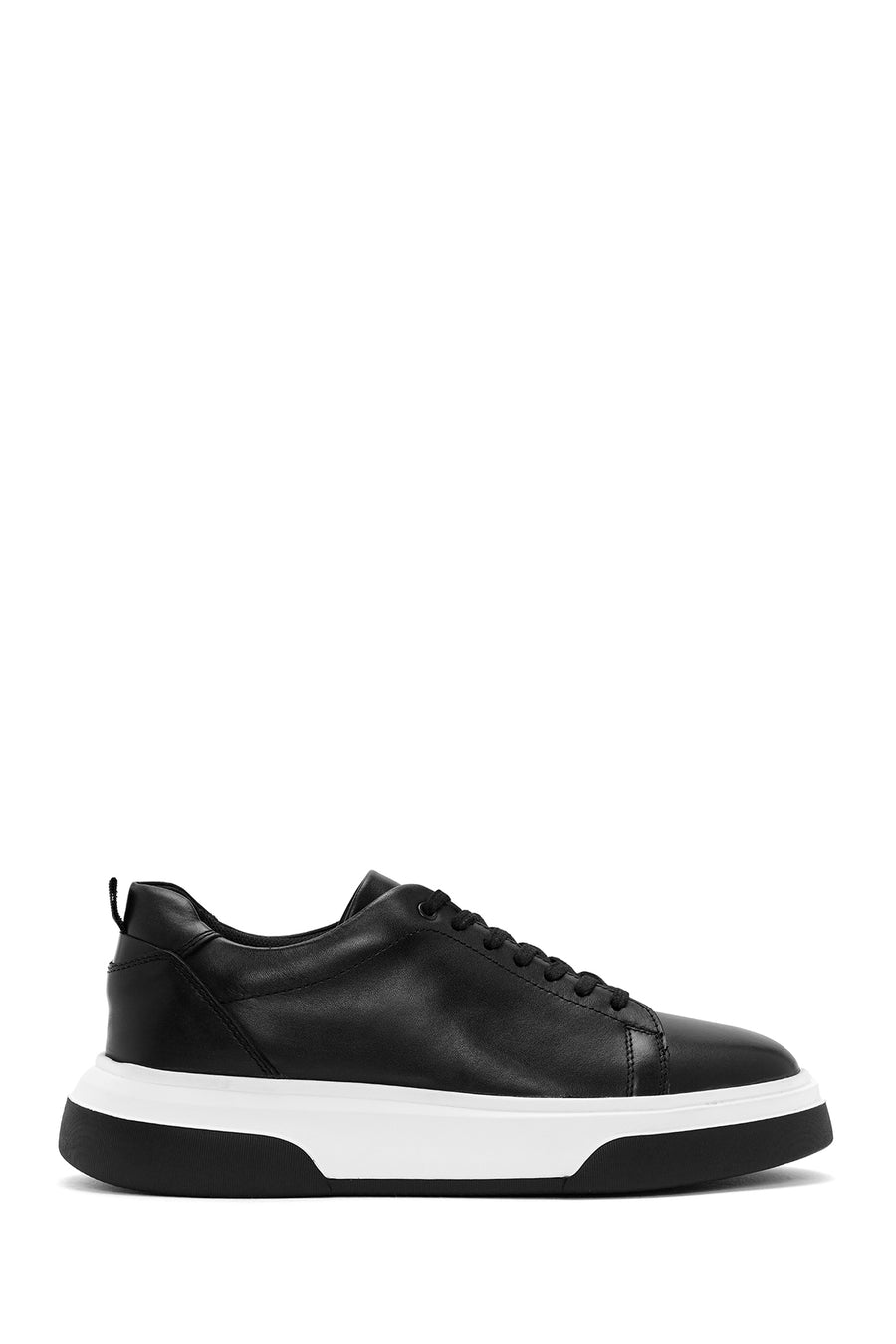 Erkek Siyah Bağcıklı Kalın Tabanlı Deri Sneaker 24WFD681518 | Derimod