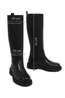 Women's Black Thick Soled Leather Boots | Derimod