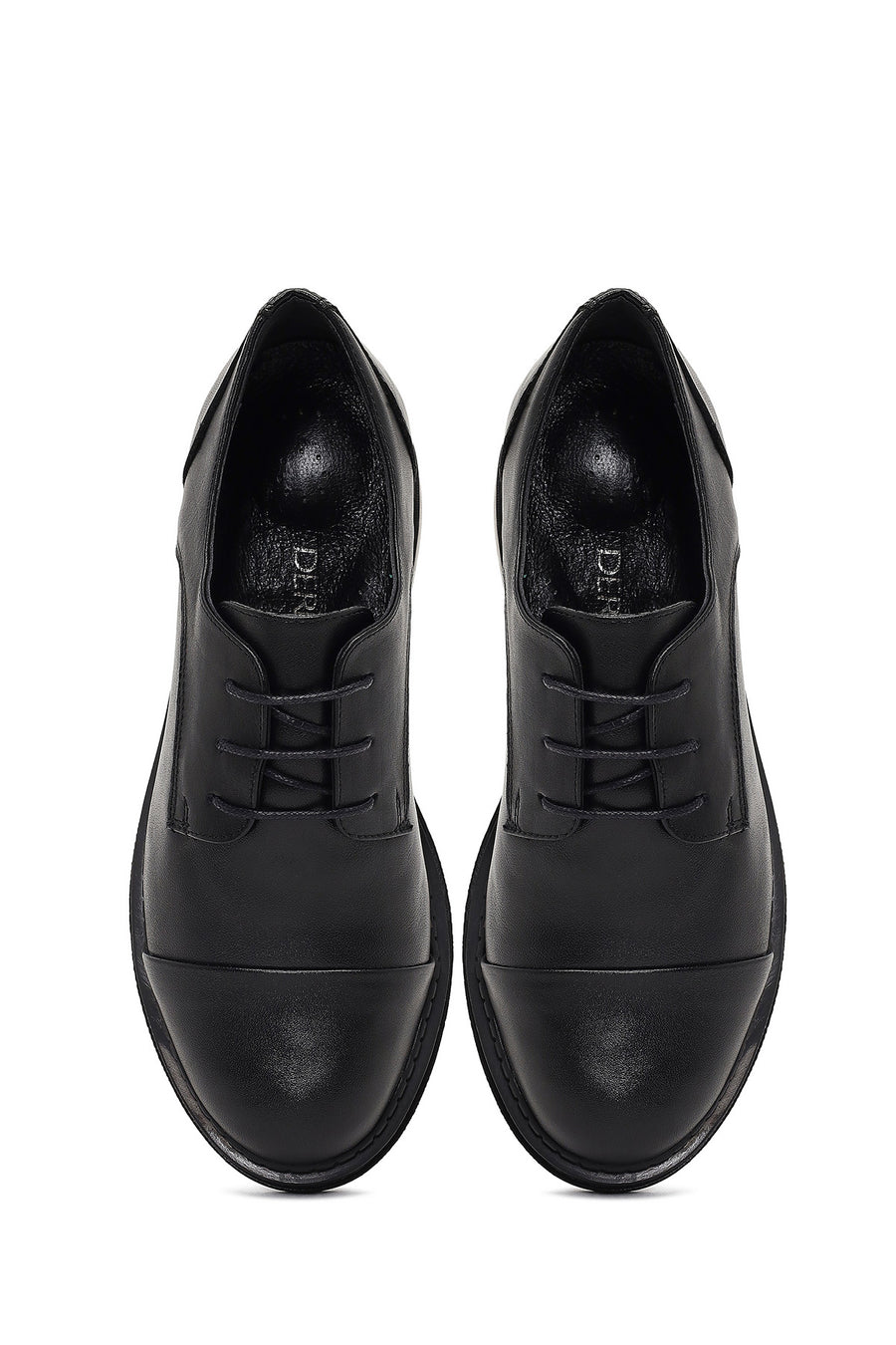 Woman Black Lace-up Leather Masculine Shoes