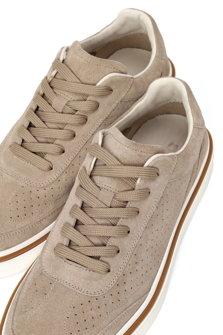 Erkek Bej Bağcıklı Süet Deri Sneaker