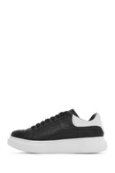 Men's Black Lace-up Thick-Sole Leather Sneaker | Derimod