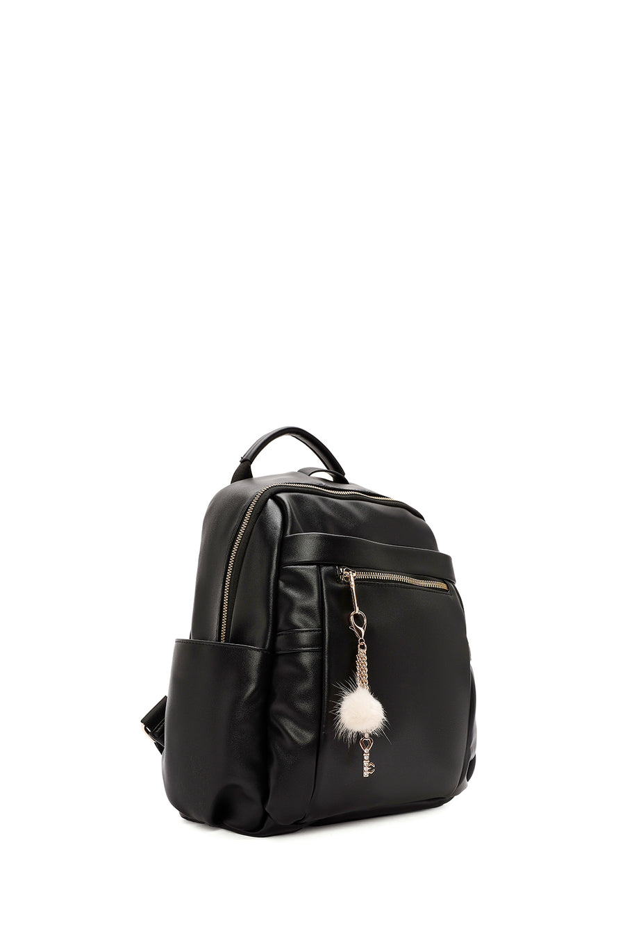 Women's Black Accessory Detailed Backpack