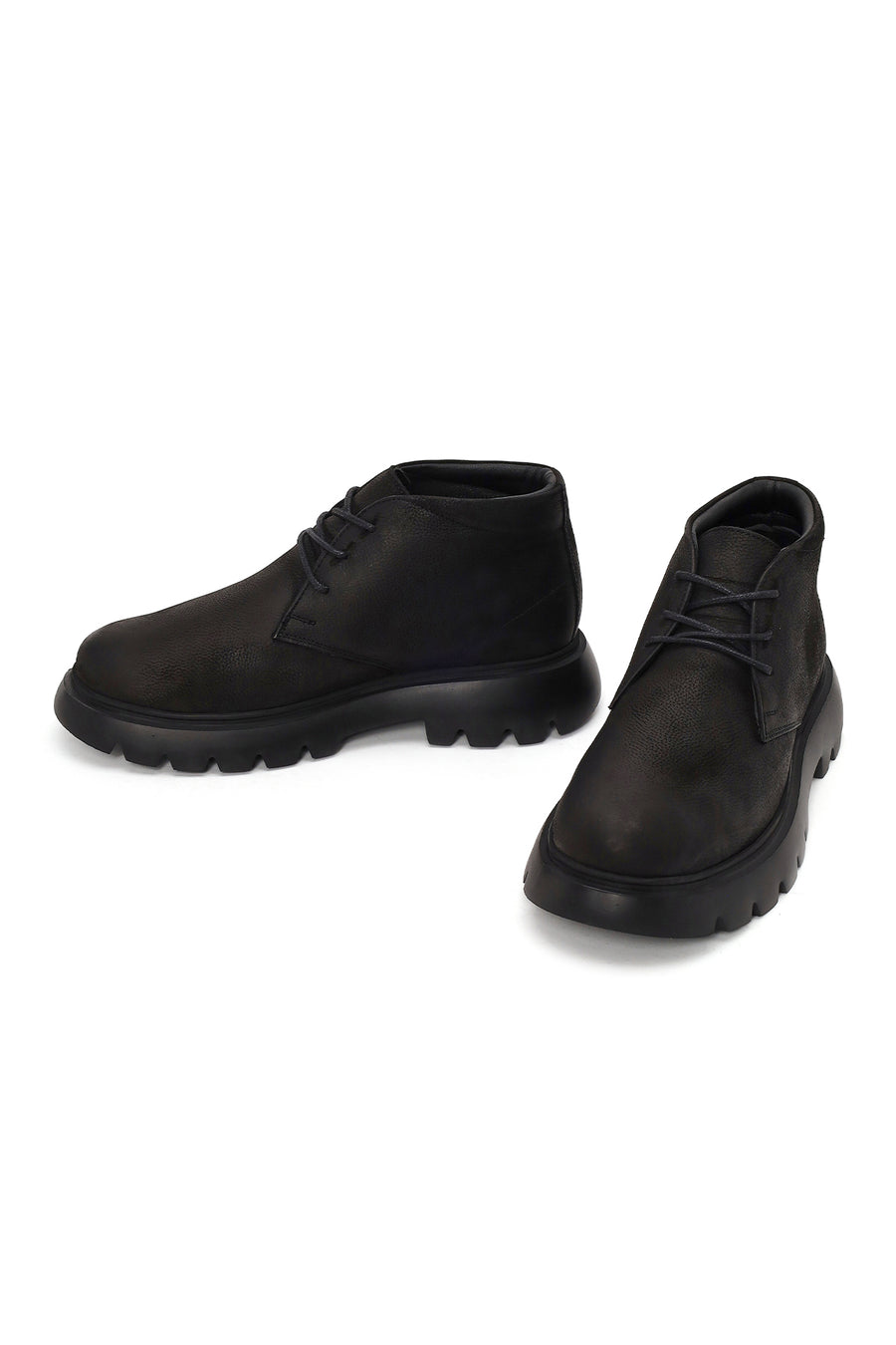 Male Black Lace-up Nubuck Leather Casual Boots