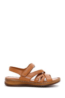 Women's Tan Strap Leather Comfort Sandals | Derimod