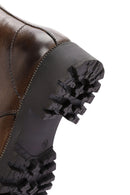 Women's Brown Leather Zippered Boots | Derimod