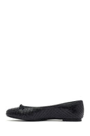 Woman Black Patterned Leather Babet | Derimod