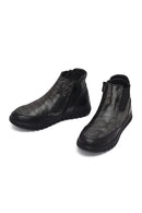 Woman Black Zip Closure Leather Comfort Boots | Derimod