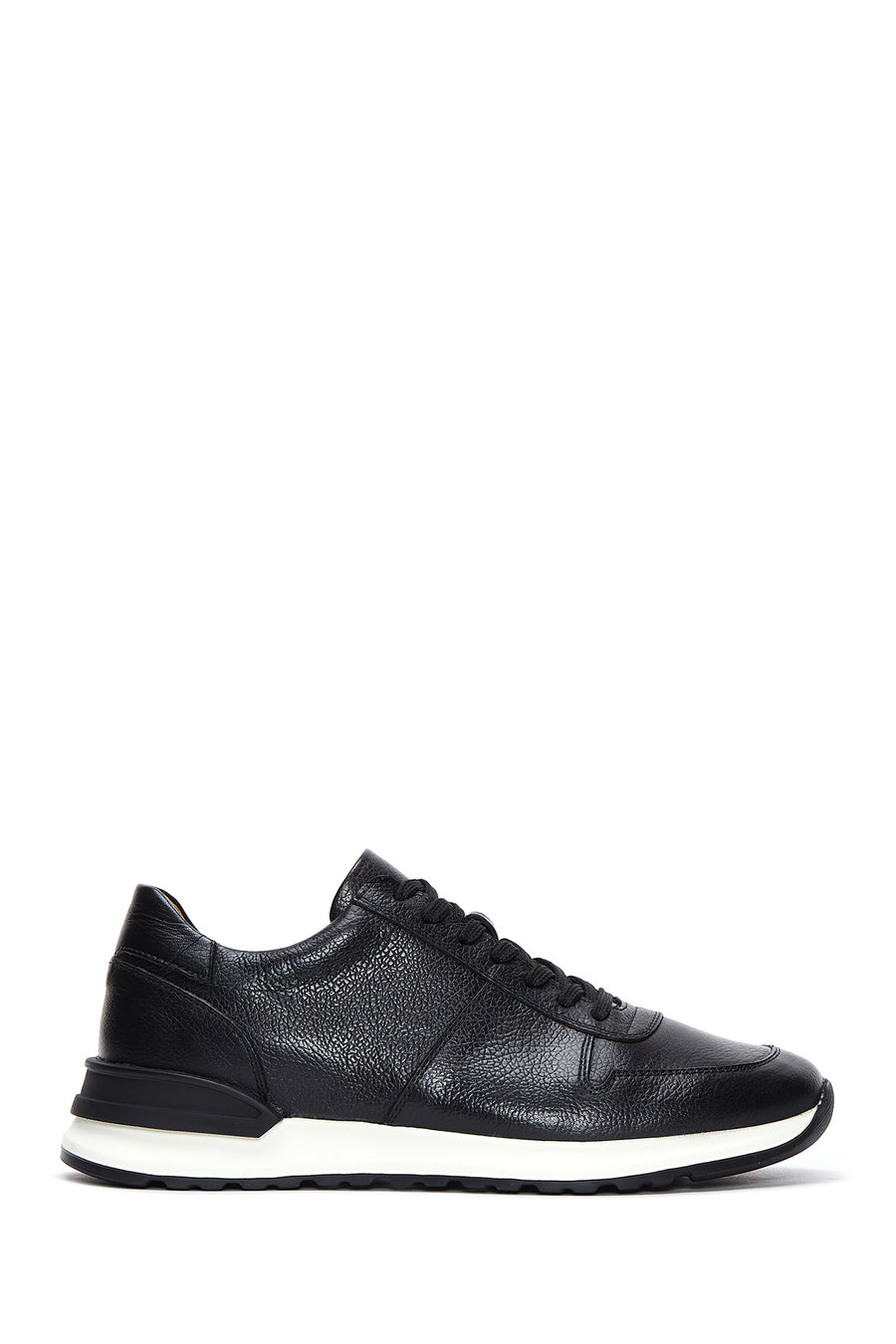 Erkek Siyah Bağcıklı Deri Casual Sneaker 24WFD610218 | Derimod