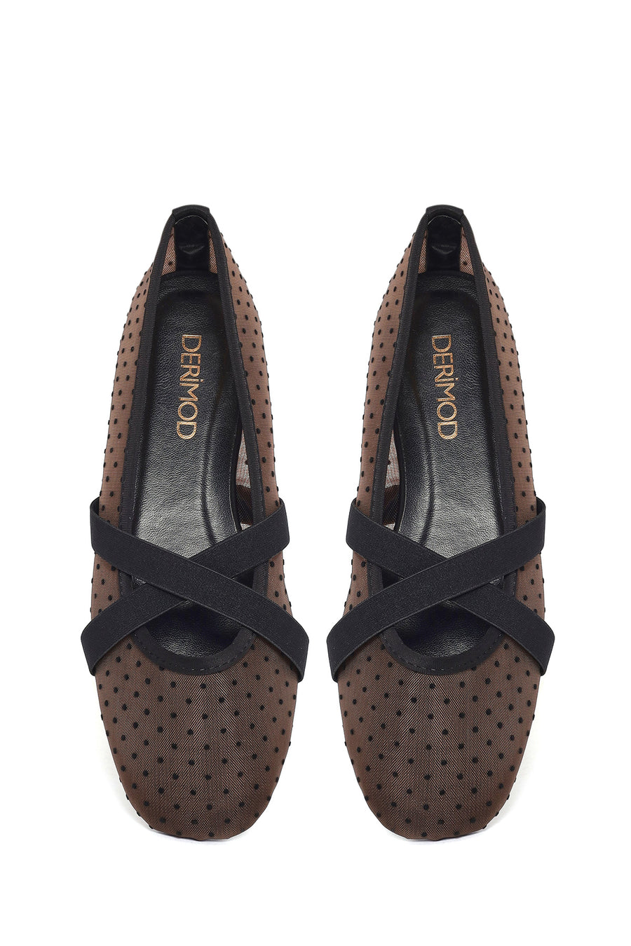 Woman Brown Patterned Fabric Ballet Flats