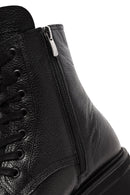 Women's Black Zippered Leather Boots | Derimod