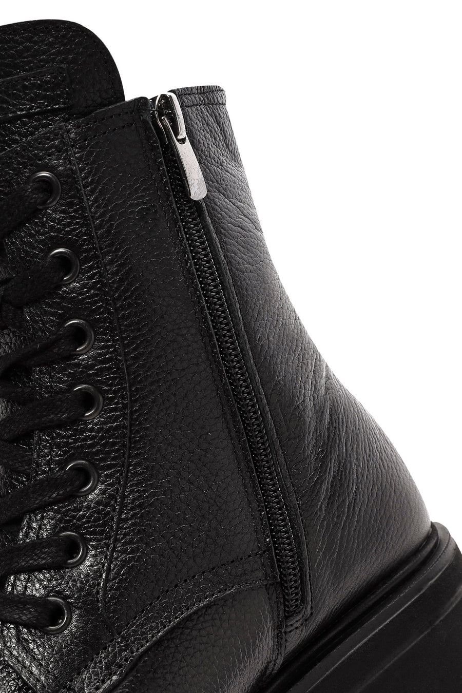 Women's Black Zippered Leather Boots