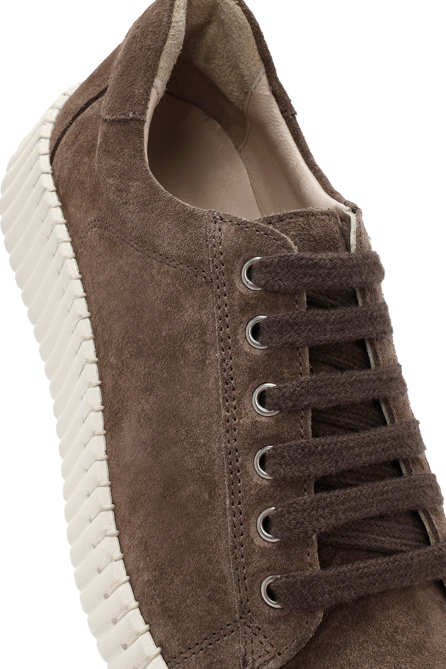 Kadın Vizon Bağcıklı Kalın Tabanlı Süet Deri Sneaker