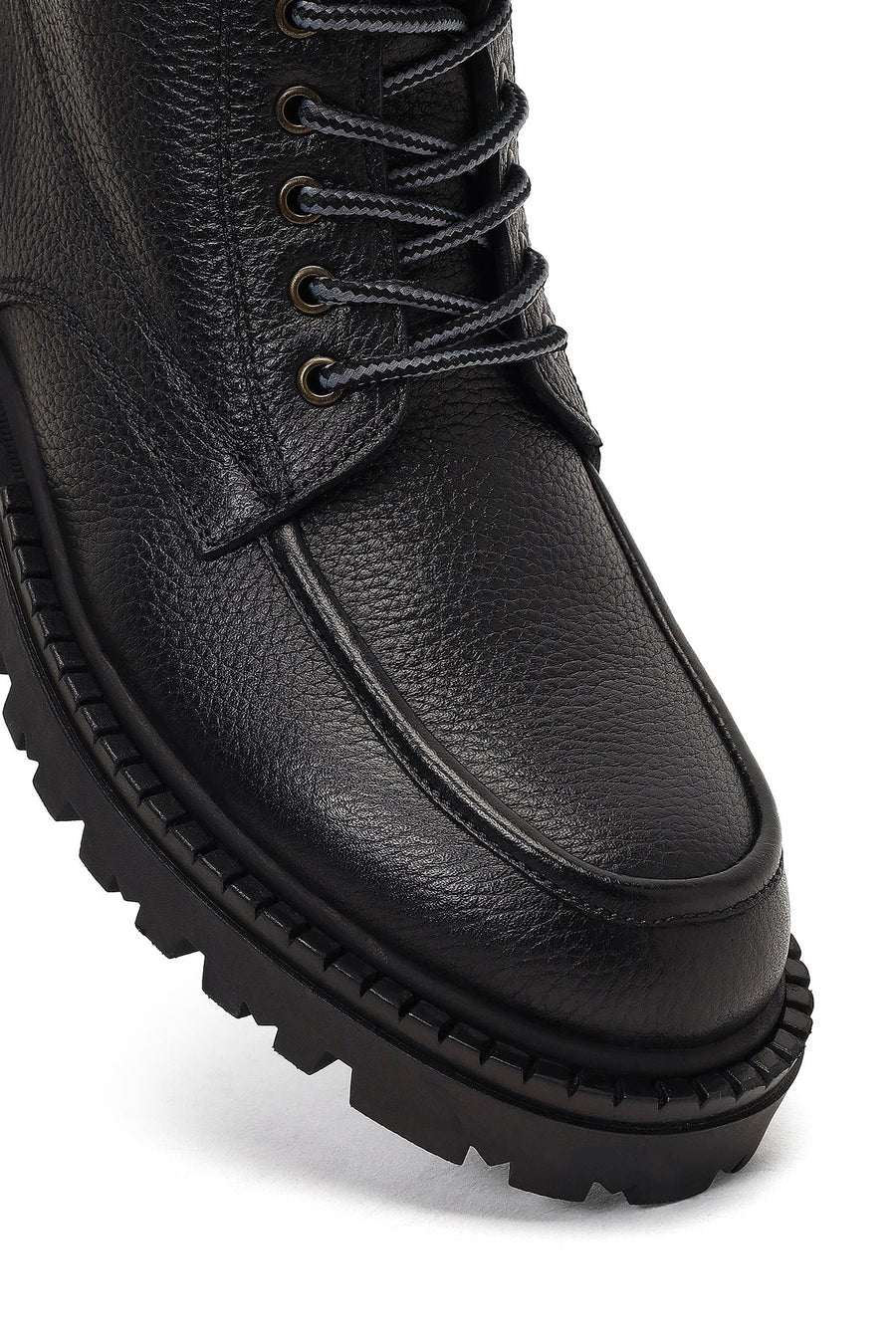 Men's Black Zippered Leather Combat Boots