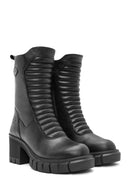 Harley Davidson Women's Black Fork Zipper Leather Boots | Derimod