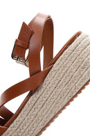 Women's Tan Thick Soled Straw Sandals | Derimod