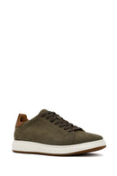 Men's Green Lace-Up Nubuck Leather Sneaker | Derimod