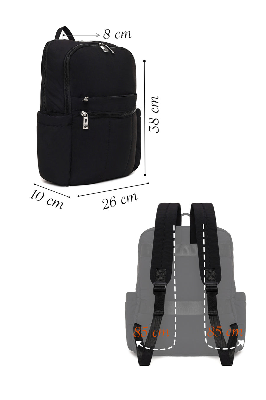 Woman Black Fabric Backpack