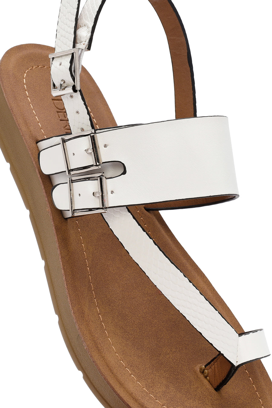 Women's White Ankle Strap Flip Flops Sandals